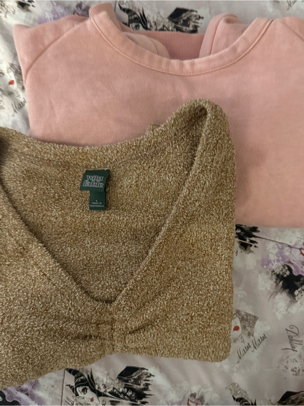 2-piece cozy crop top bundle no boundaries & wild fable pink neutral lounge tops